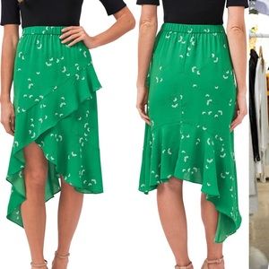 Floral Asymmetrical Ruffle Skirt